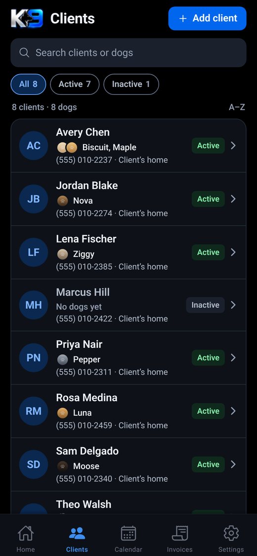 K9OPRTV OS clients screen