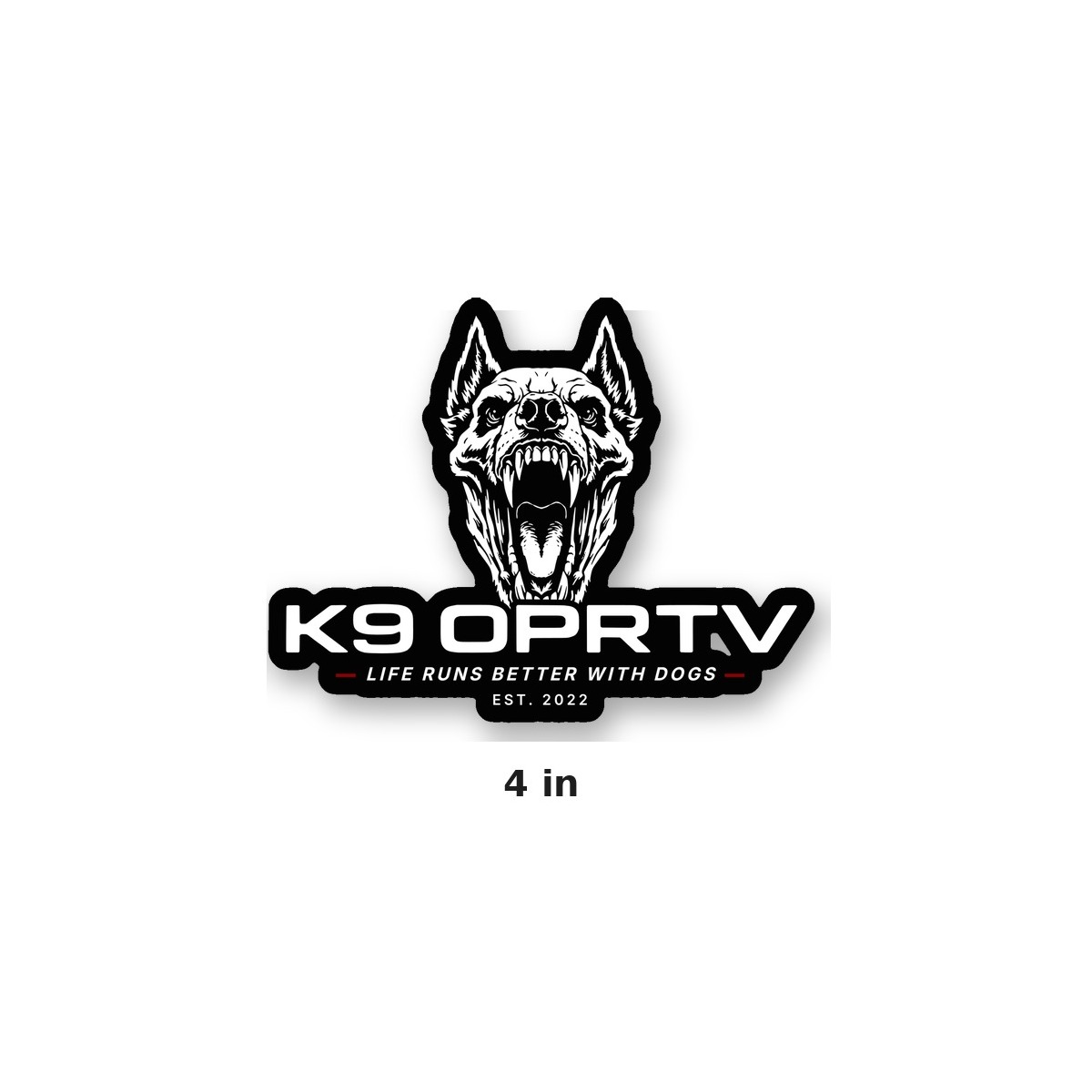 K9OPRTV Primal die-cut sticker, 4 in size